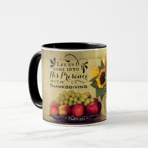 Mug Psaume 95:2 En sa présence avec Thanksgiving