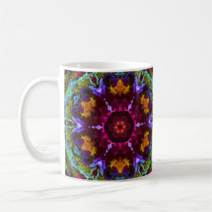 Mug Psychédélique Mandala Fleur violet orange et vert