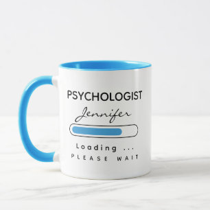 Mug PSYCHOLOGISTE [Nom] Chargement en bleu et blanc