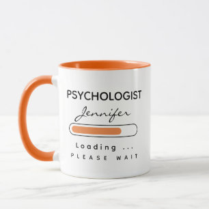 Mug PSYCHOLOGUE [Nom] Chargement Orange & Blanc