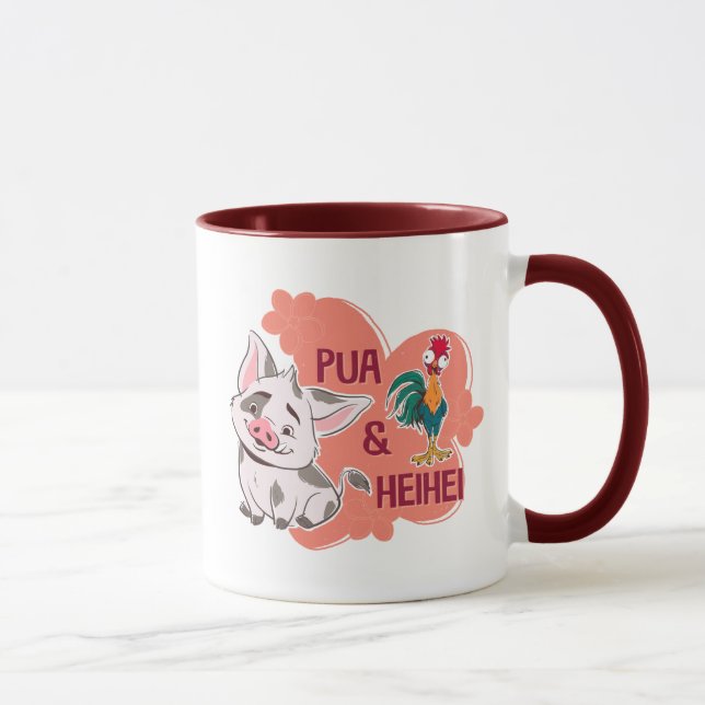 Mug Pua & Heihei Nom floral Graphique (Droite)