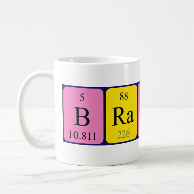 Mug Puce de nom de table périodique de marque (Gauche)