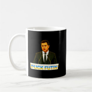 Mug Puck Futin Je Me Tiens Avec L'Ukraine Drapeau Volo