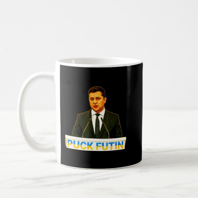 Mug Puck Futin Je Me Tiens Avec L'Ukraine Drapeau Volo (Gauche)