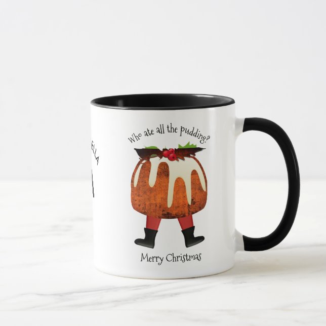 Mug Pudding personnalisé Joyeux Monogramme de Noël (Droite)
