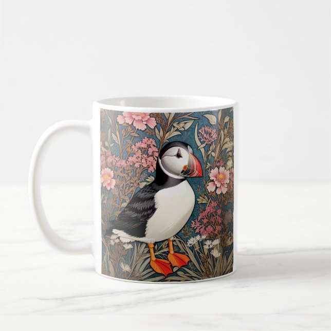 Mug Puffin Et Fleurs Éthridées De Mer William Morris (Gauche)