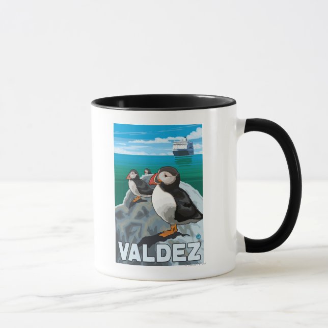 Mug Puffins & Cruise Ship - Valdez, Alaska (Droite)