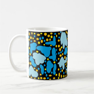 MUG PUFS BLEUS CLAIRS ET BLEU MOYEN AVEC POINTS DE CIT