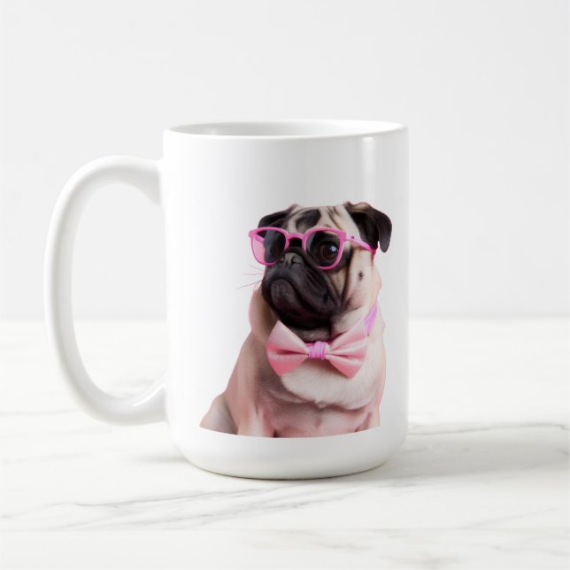 Mug pug dog in a bow (Gauche)