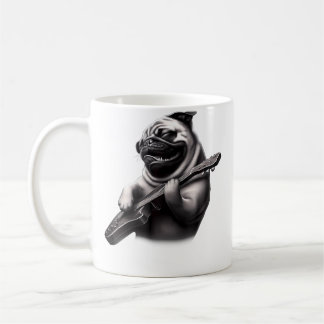 Mug Pug Playing Guitar - Funny Rock Music Guitar Pug