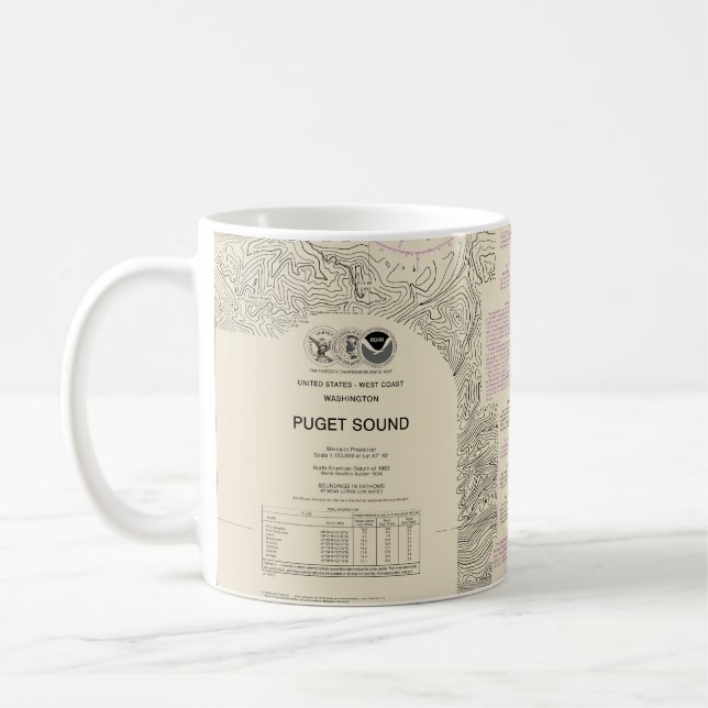 Mug Puget Sound Graphique nautique 18440 (Gauche)
