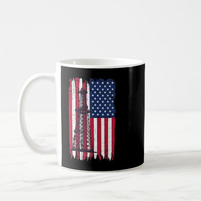 Mug Pumpjack Oil Well US Patriotic Flag pour Oil Rig W (Gauche)