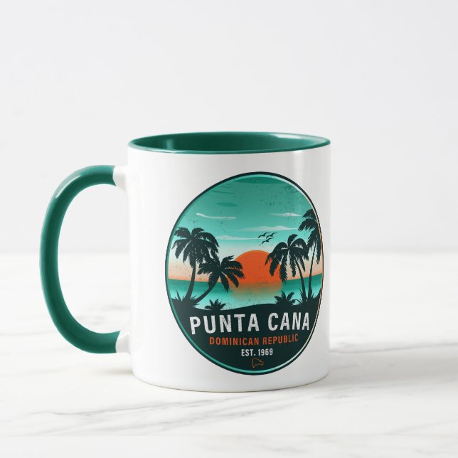 Mug Punta Cana Dominicaine Retro Sunset Souvenir 60s (Gauche)