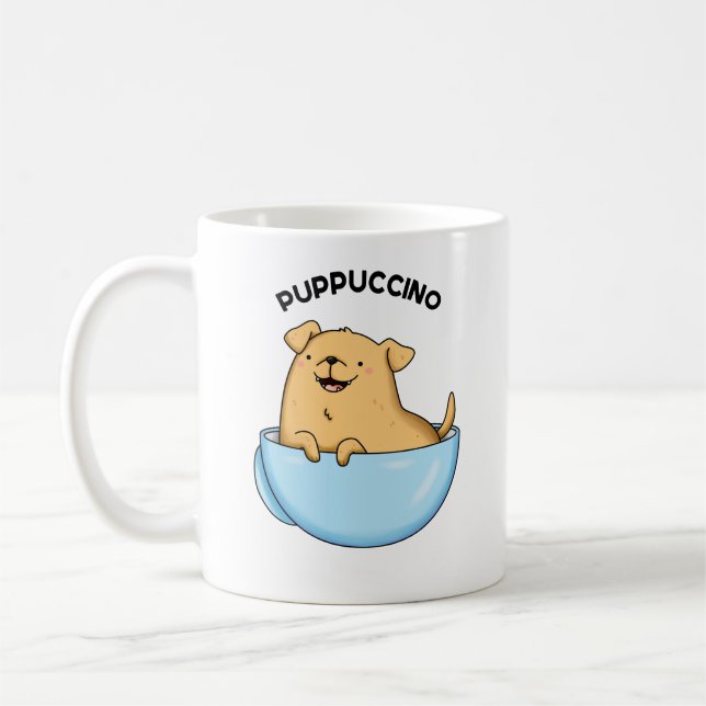 Mug Pup-puccino Funny Cappuccino Pun (Gauche)