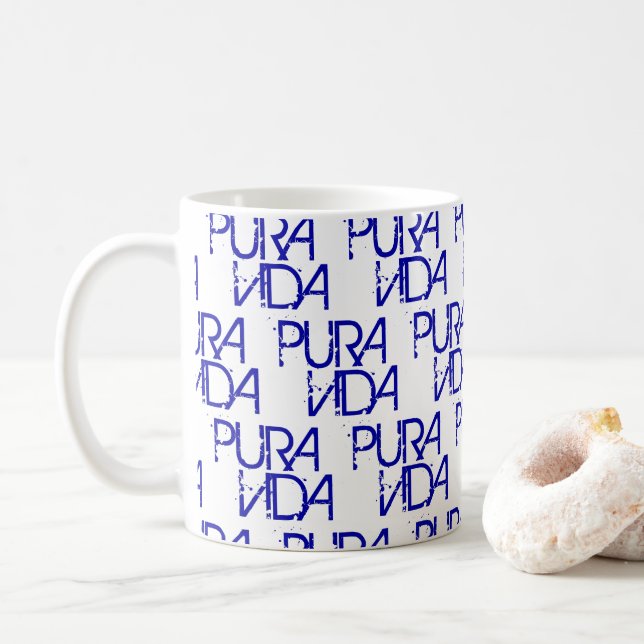 Mug Pura Vida Blue Logo Costa Rica Souvenir (Avec donut)