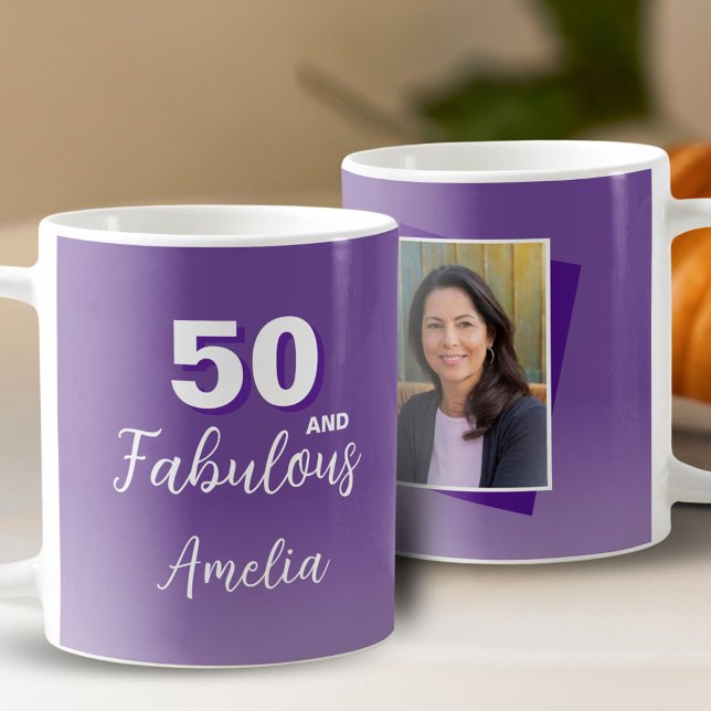 Mug Purple 50 et fabuleux 50e anniversaire Photo (Créateur téléchargé)