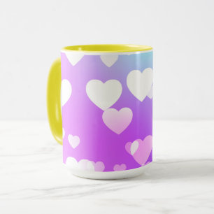 Mug Purple avec coeur blanc deux tones café et thé