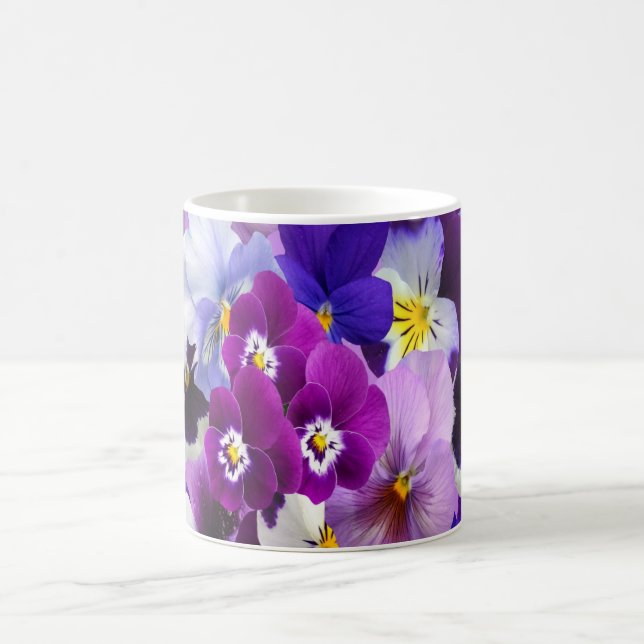 Mug Purple Bleu Blanc Pansy Fleurs Florales (Centre)