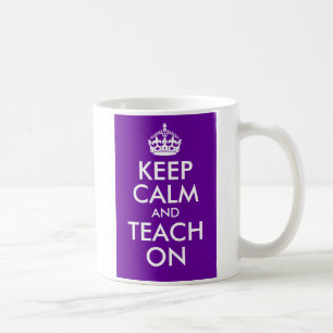 Mug Purple et blanc Gardez le calme et Enseigner