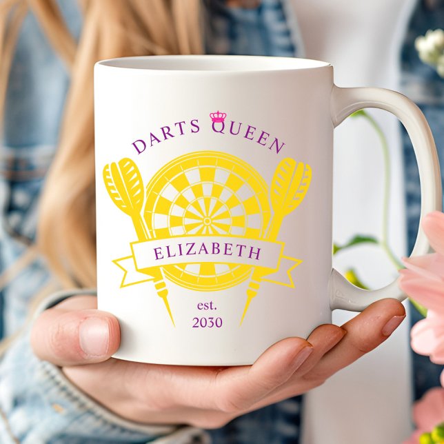 Mug Purple Gold Nom personnalisé fléchettes Queen Coff (Créateur téléchargé)