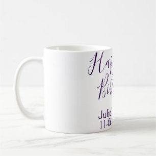 Mug Purple heureux 21e anniversaire nom date Porte - c