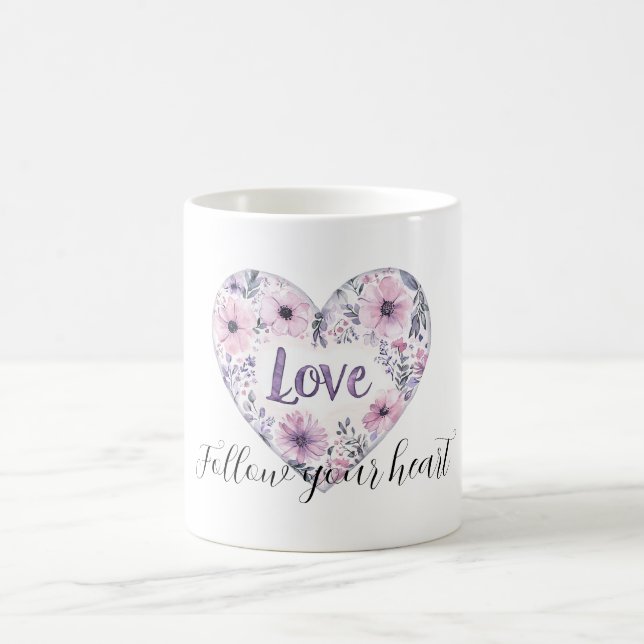 Mug Purple Lavender Pink Floral Heart Love (Centre)