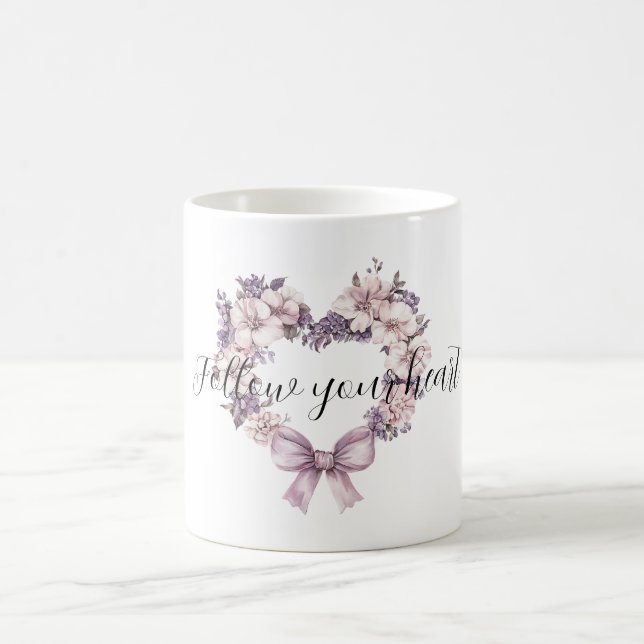 Mug Purple Lavender Pink Floral Heart Wreath (Centre)