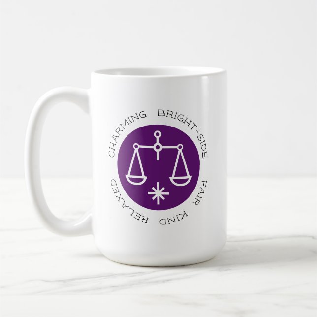 Mug Purple Libra Zodiac Star Signal Personnalité Trait (Gauche)
