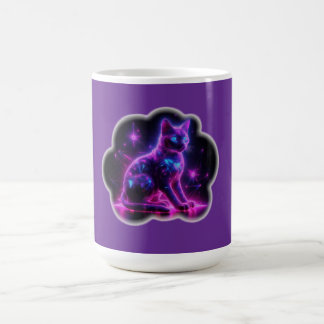 Mug Purple Neon Siamese Cat With Blue Eyes & Starburst
