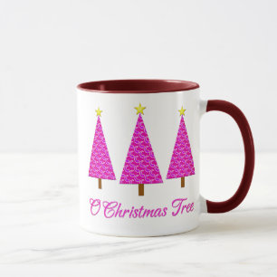 Mug Purple Paisley Arbres de Noël modernes rétro