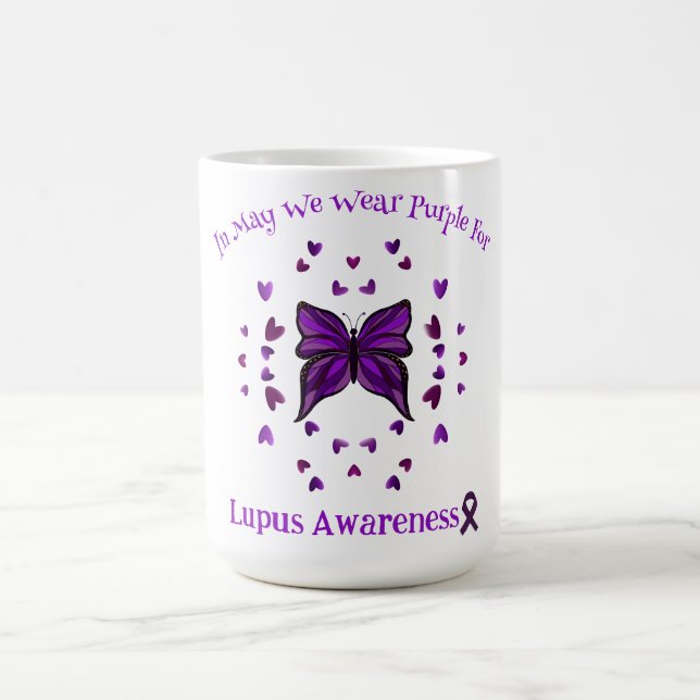 Mug Purple Papillon Lupus Sensibilisation Ribbon pourp (Centre)