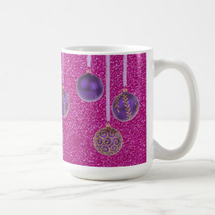 Mug Purple Parties scintillant rose Joyeux Noël Bauble