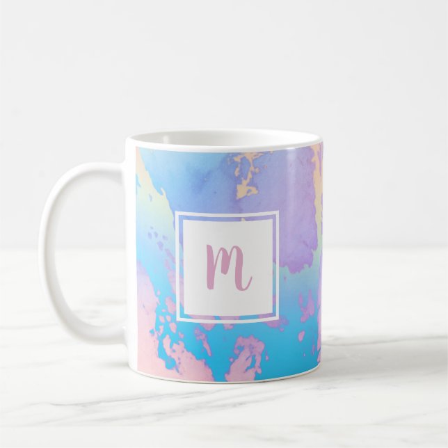 Mug Purple rose bleu marble watercolor (Gauche)