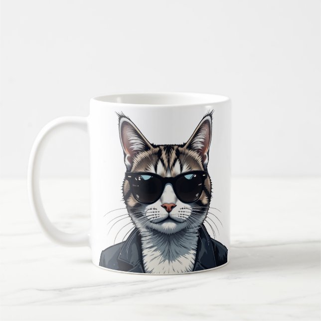 Mug Purr-parfaitement Cool : Chat avec des nuances (Gauche)