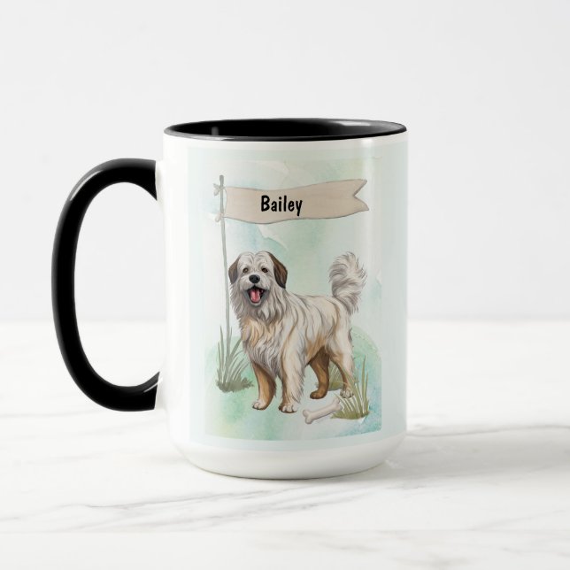 Mug Pyrenean Shepherd Watercolor Personalized Dog (Gauche)