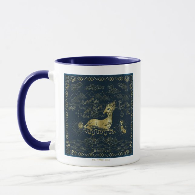 Mug Qilin Au Repos Tapisserie d'or (Gauche)