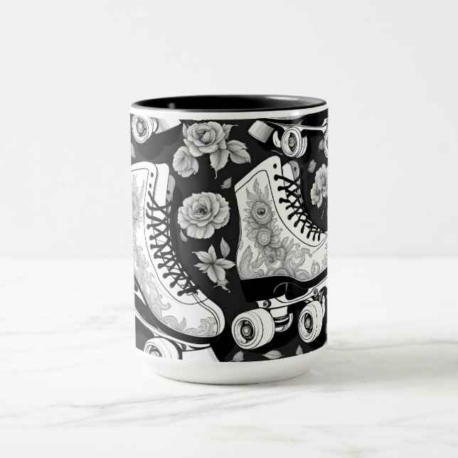 Mug Quad patins rose noir blanc (Centre)