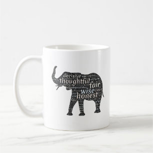 Mug Qualités d'un nuage de mots d'éléphant