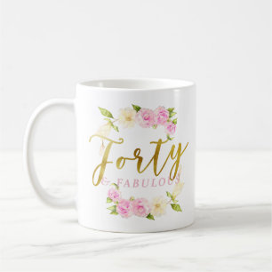 Mug Quarante et or rose fabuleux floraux