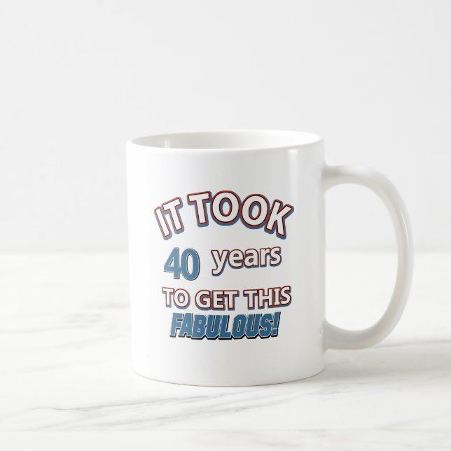 Mug quarantième conceptions d'anniversaire d'année (Droite)