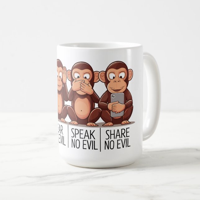 Mug Quatre Singes Sages : Une Touche Moderne (Devant droit)