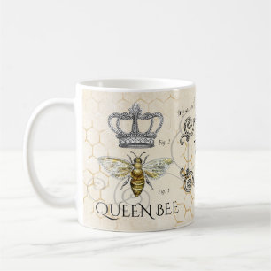Mug Queen Bee Mom Citer Honeycomb Monogramme