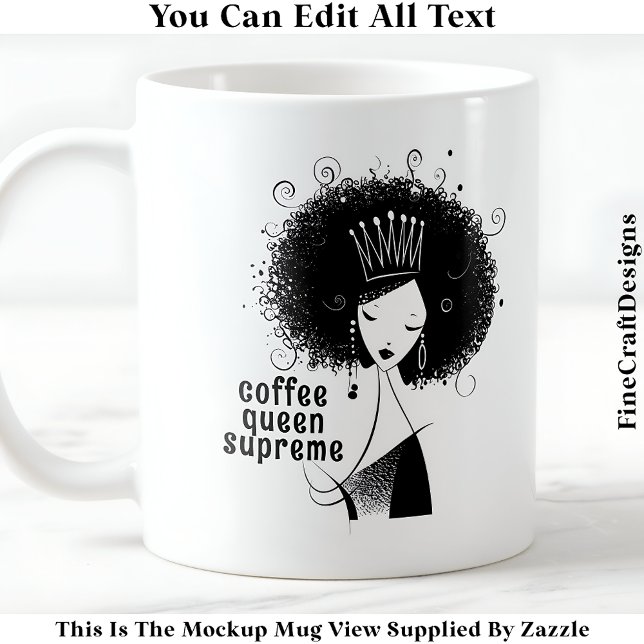 Mug Queen Café Personnalisé Avec Citation Afro 040 Nou (Créateur téléchargé)
