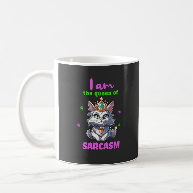 Mug Queen of sarcasm fun cat (Gauche)