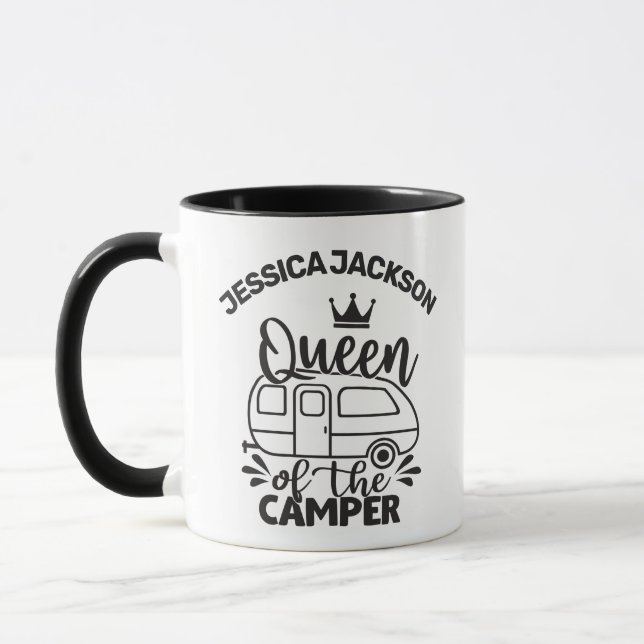 Mug Queen Of the Camper avec couronne, remorque, nom p (Gauche)