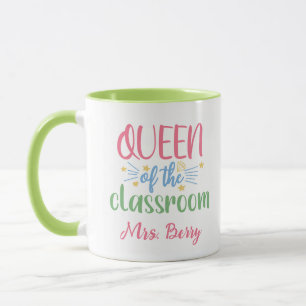Mug Queen of the Classroom Enseignant Ajouter votre no