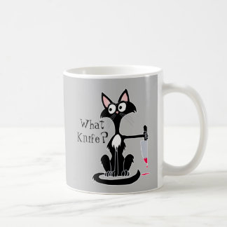 Mug Quel couteau Drôle Cartoon Chat rouge couteau sang
