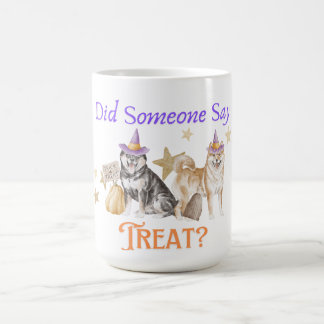 Mug Quelqu'un a-t-il dit traiter Halloween Shiba