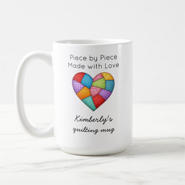 Mug Quilting Colorful Patchwork Heart Sewing (Gauche)