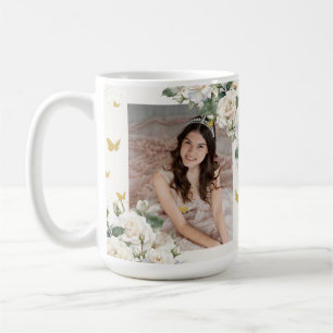 Mug Quinceañera Ivory White Floral Robe Princesse Or